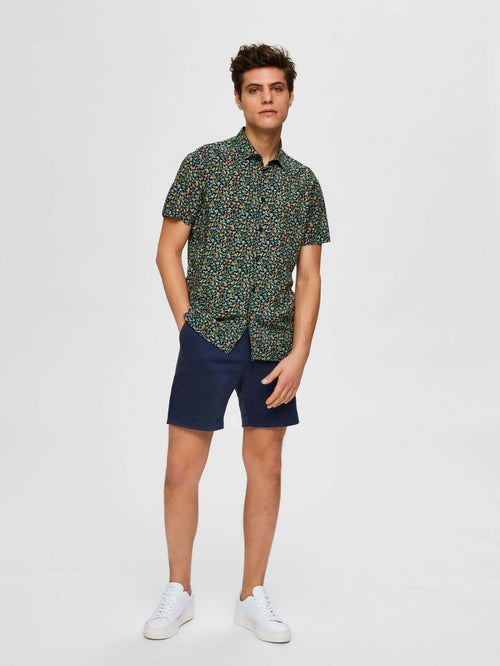 Jersey Shorts - Navy Checkered - TeeShoppen Group™ - Shorts - Selected Homme