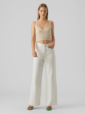 Justine Cropped Top - Birch - TeeShoppen Group™ - T-shirt - Vero Moda