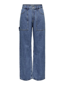 Kirsi breite Jeans - mittelblauer Denim