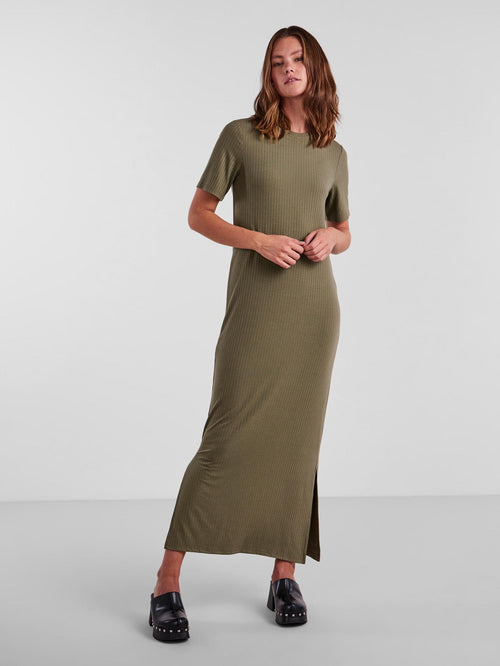 Kylie O-Neck Maxi Kjole - Deep Lichen Green - TeeShoppen Group™ - Dress - PIECES