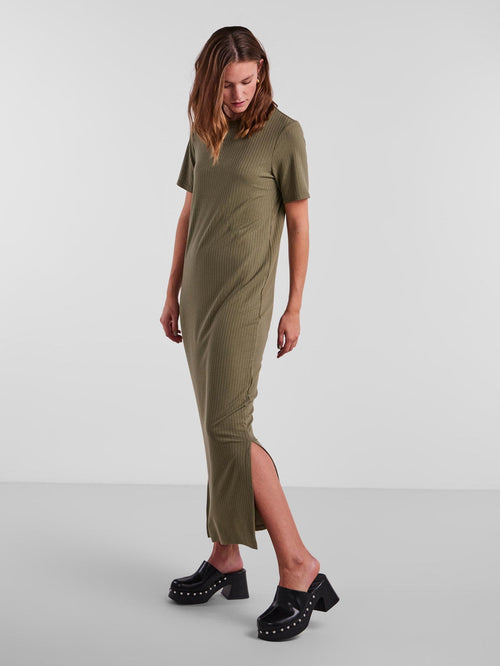 Kylie O-Neck Maxi Kjole - Deep Lichen Green - TeeShoppen Group™ - Dress - PIECES