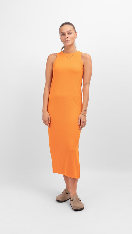 Line Summer Dress - Persimmon Orange - TeeShoppen Group™ - Dress - ONLY