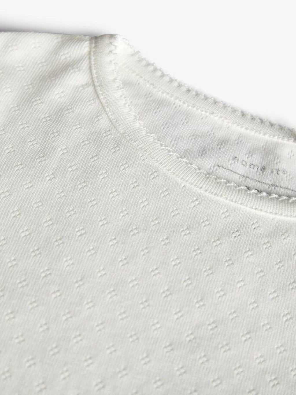 Langarmed Pointelle T-Shirt-Weiß