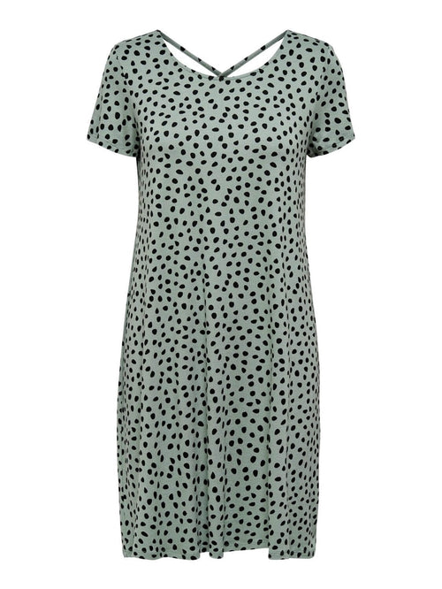 Loose dress with back details - Chinois Green Black Dotted - TeeShoppen Group™ - Dress - ONLY