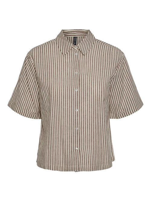 Lorna Short Sleeve Skjorte - Chocolate Fondant - TeeShoppen Group™ - Formal Shirts & Blouses - PIECES