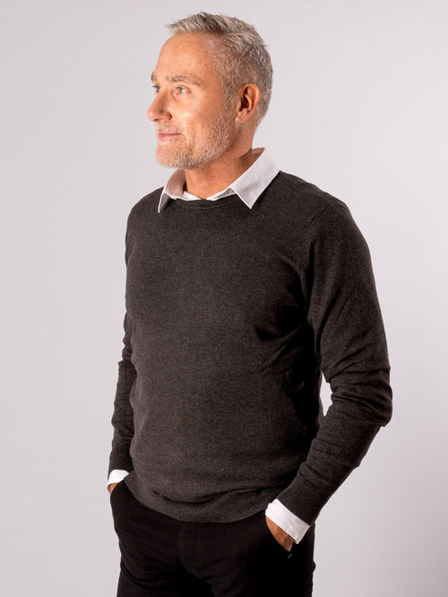 Lucas Knit O-neck - Dark Gray - TeeShoppen Group™ - Knitwear - TeeShoppen
