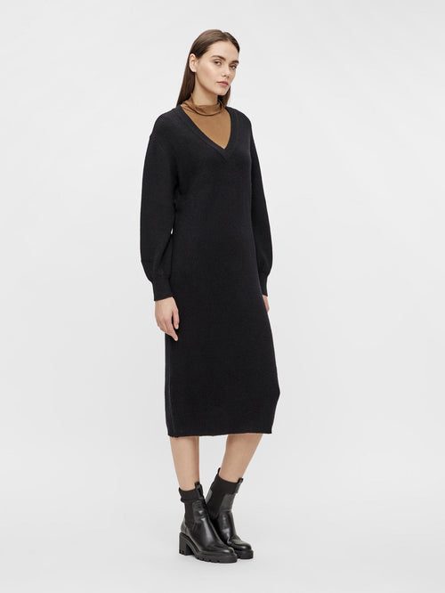 Malena Strik Kjole - Sort - TeeShoppen Group™ - Dress - Object