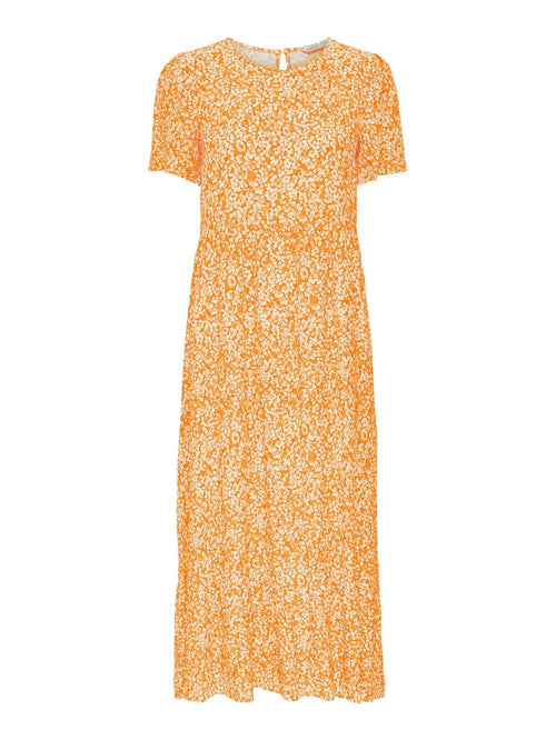 Malle Midi Dress - Flowered Orange - TeeShoppen Group™ - Dress - ONLY