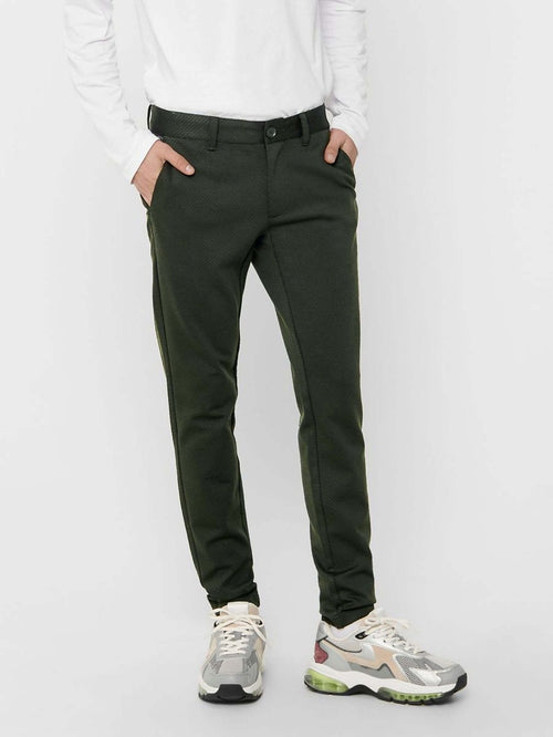 Mark Pants - Dark green (patterned) - TeeShoppen Group™ - Pants - Only & Sons