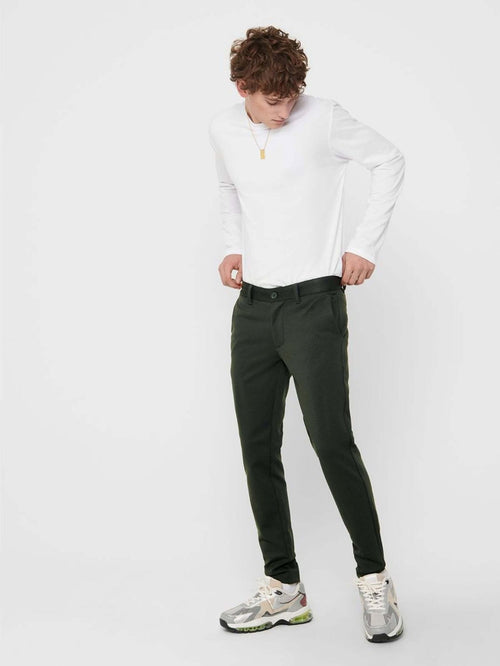 Mark Pants - Dark green (patterned) - TeeShoppen Group™ - Pants - Only & Sons