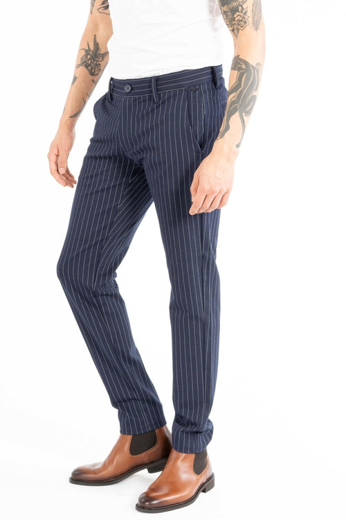 Mark Pants - Stripe Navy (stretch pants) - TeeShoppen Group™ - Pants - Only & Sons