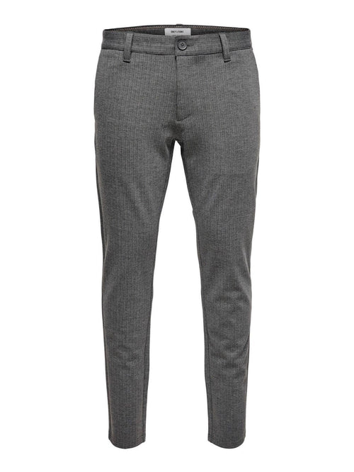 Mark Pants - Striped Gray (stretch pants) - TeeShoppen Group™ - Pants - Only & Sons