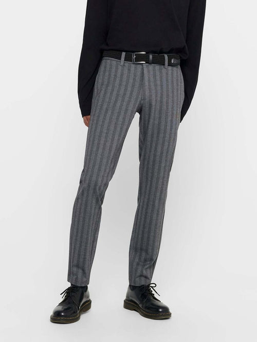 Mark Pants Stripy - Light gray - TeeShoppen Group™ - Pants - Only & Sons