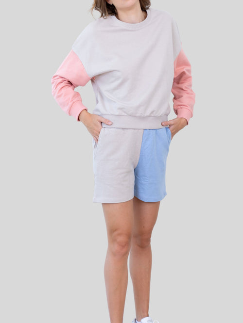 Mera Color Blocks Shorts - Sand / Blue - TeeShoppen Group™ - Shorts - Jacqueline de Yong