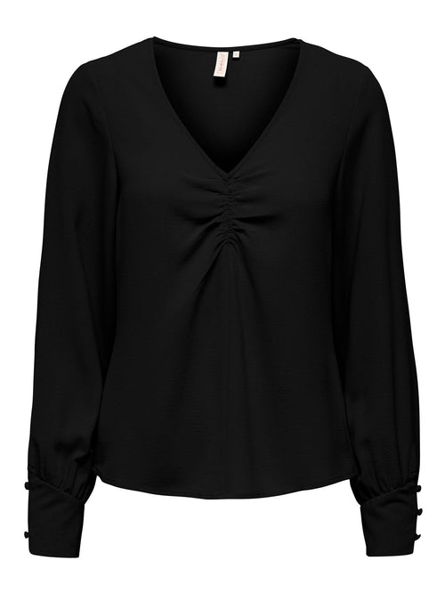 Mette V-Neck Bluse - Sort - TeeShoppen Group™ - Formal Shirts & Blouses - ONLY