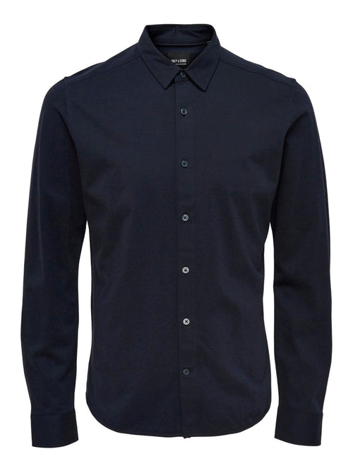Miles Stretch Shirt - Dark Navy - TeeShoppen Group™ - Formal Shirts & Blouses - Only & Sons