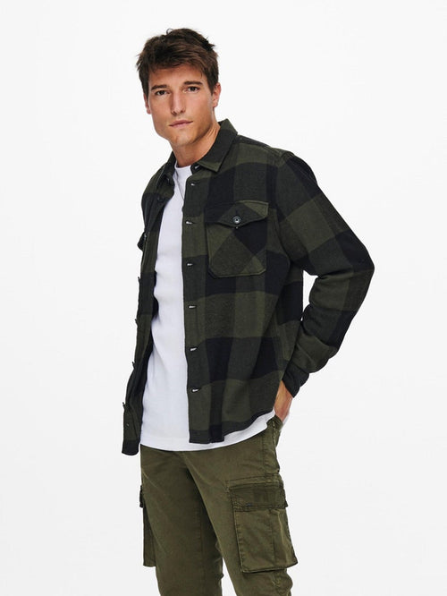 Milo Mønstret Overshirt - Forest Night - TeeShoppen Group™ - Formal Shirts & Blouses - Only & Sons