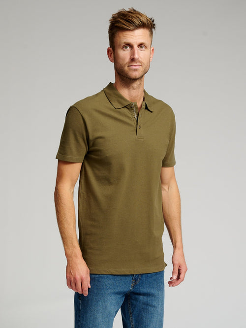 Muscle Polo Shirt - Army Green - TeeShoppen Group™ - T-shirt - TeeShoppen