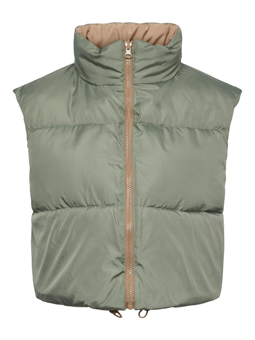 Nadia Short Puffer Vest - Silver Mink - TeeShoppen Group™ - Jacket - PIECES
