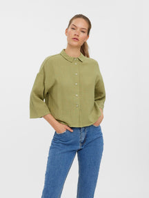 Natali 3/4 Crop Shirt - Sage