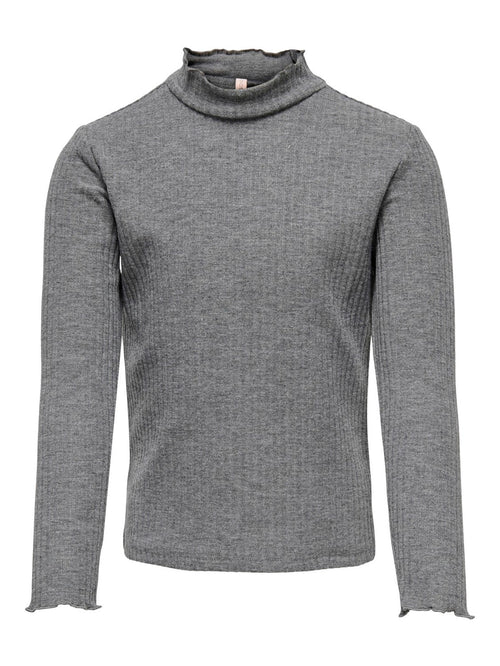 Nella long-sleeved sweater - Medium Gray Melange - TeeShoppen Group™ - T-shirt - Kids Only