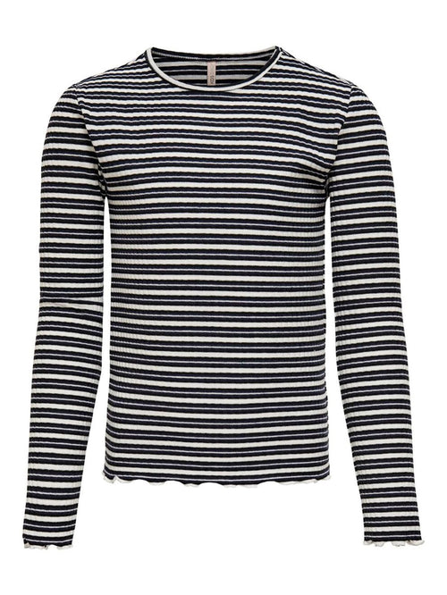 Nella Striped Sweater - Black - TeeShoppen Group™ - T-shirt - Kids Only