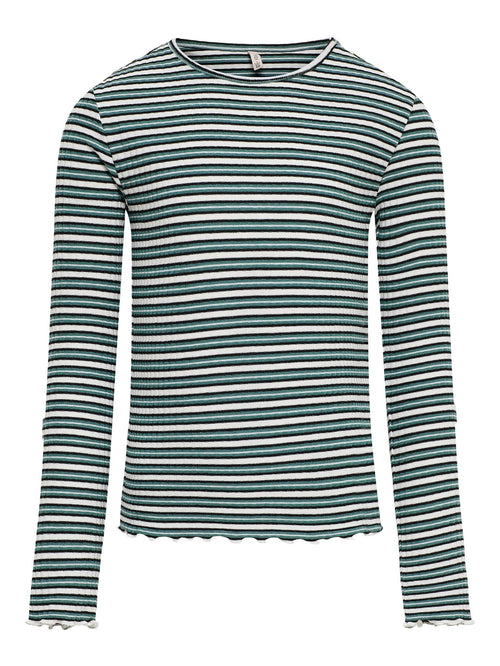 Nella Striped Sweater - Green - TeeShoppen Group™ - T-shirt - Kids Only