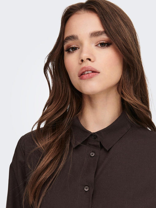 Nora Shirt - Black Coffee - TeeShoppen Group™ - Formal Shirts & Blouses - ONLY