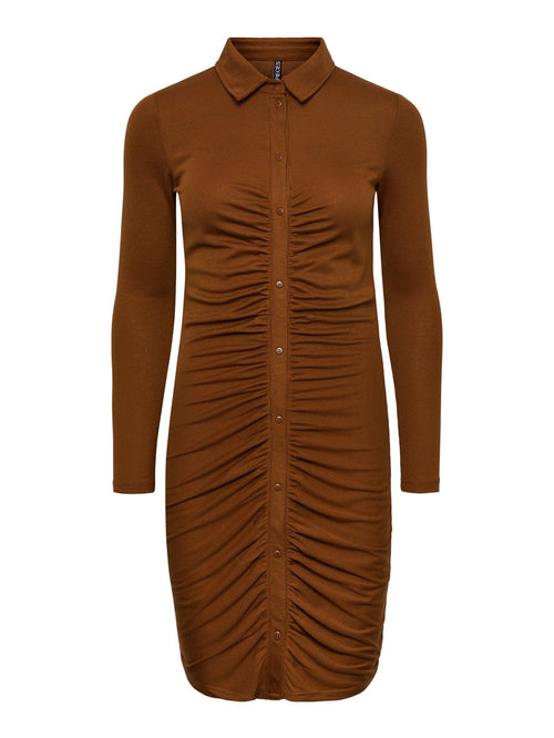 Norma Long Sleeve Dress - Brown - TeeShoppen Group™ - Dress - PIECES