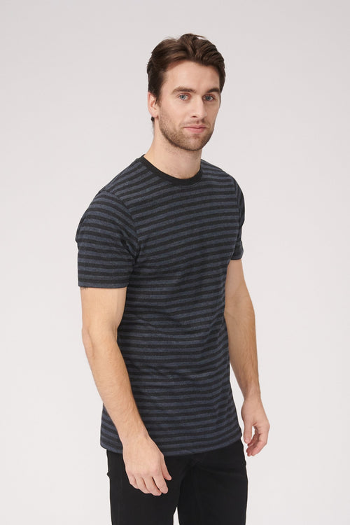 Nørregade Stripe - Mottled Blue-Black - TeeShoppen Group™ - T-shirt - TeeShoppen