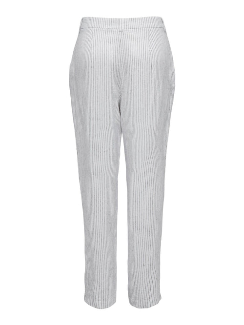 Olga Linen Pinstripe Pants - Bright White - TeeShoppen Group™ - Pants - ONLY