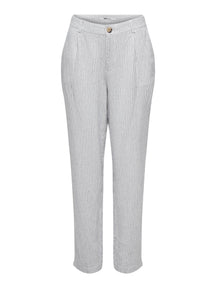 Olga Linen Pinstripe Pants - Bright White