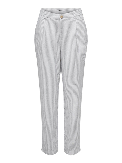 Olga Linen Pinstripe Pants - Bright White - TeeShoppen Group™ - Pants - ONLY