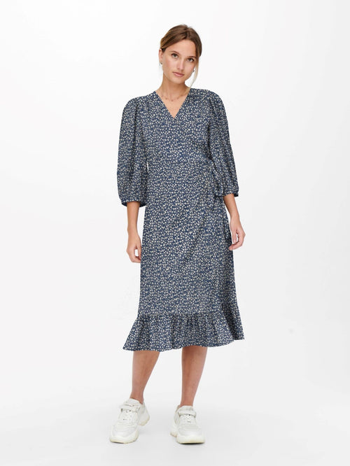 Olivia 3/4 Wrap Midi Dress - Blue Mirage - TeeShoppen Group™ - Dress - ONLY