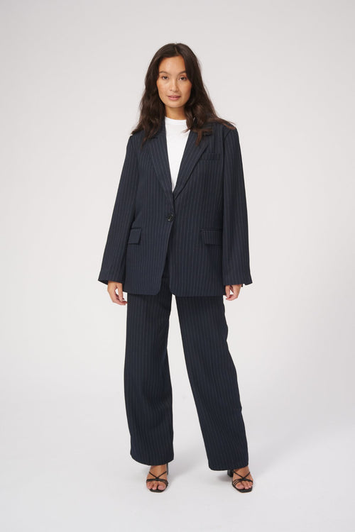 Oversized Suit (Navy Pinstripe) - Package Deal - TeeShoppen Group™ - Suit - TeeShoppen