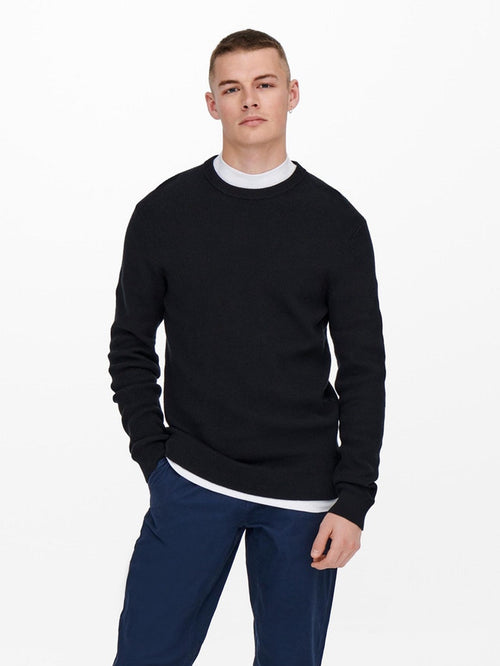 Phil Knit Pullover - Dark Navy - TeeShoppen Group™ - Knitwear - Only & Sons