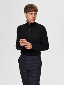 Pima half zip pullover - Black