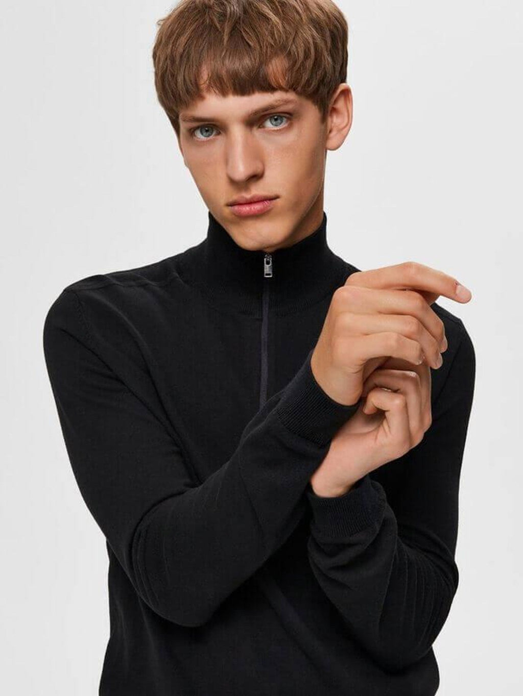 Pima half zip pullover - Black
