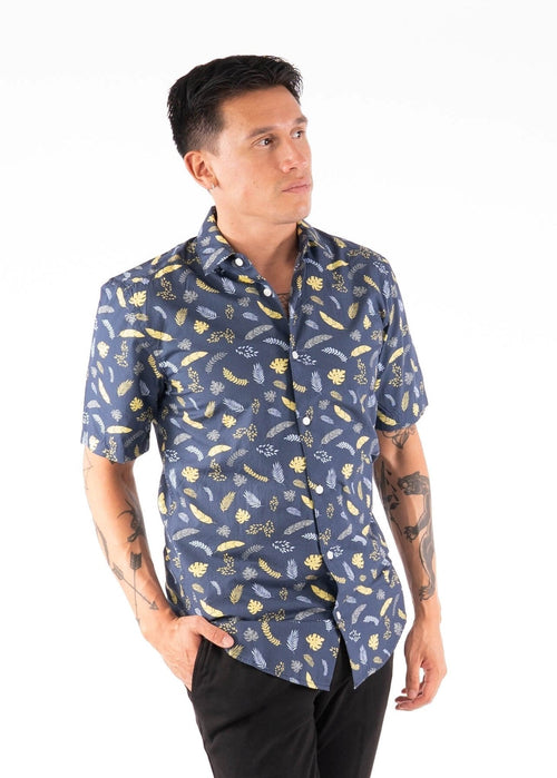 Printed short-sleeved shirt - Navy - TeeShoppen Group™ - Formal Shirts & Blouses - Only & Sons