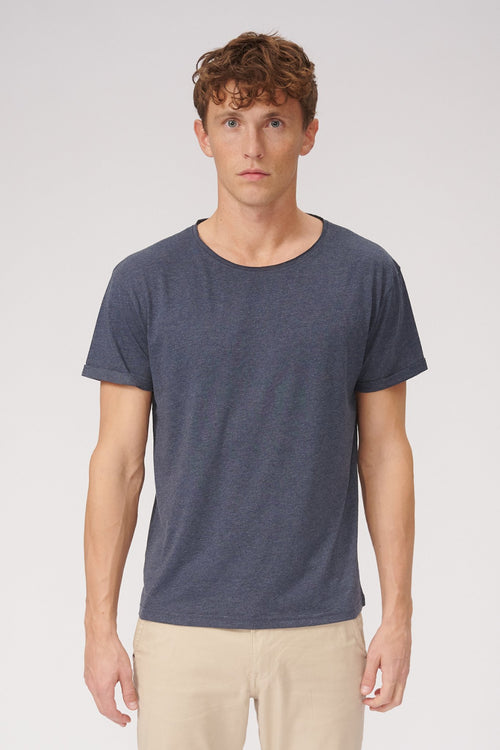 Raw Neck T-shirt - Mottled Blue - TeeShoppen Group™ - T-shirt - TeeShoppen