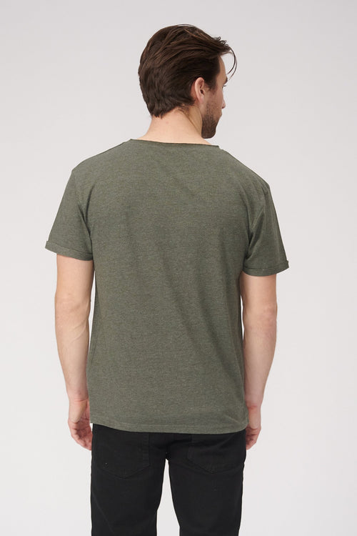 Raw Neck T-shirt - Mottled Green - TeeShoppen Group™ - T-shirt - TeeShoppen