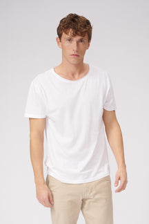 Rohhals T -Shirt - Weiß