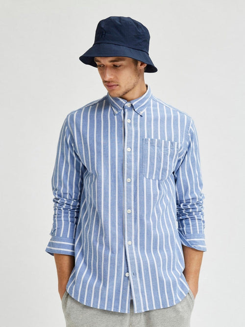 Rick Flex Shirt - Dark Navy Striped - TeeShoppen Group™ - Formal Shirts & Blouses - Selected Homme