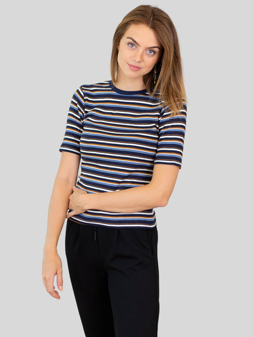 Roberta T-Shirt - Navy Stripe - TeeShoppen Group™ - T-shirt - Liberté