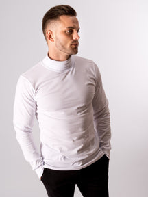 Roll collar sweater - White