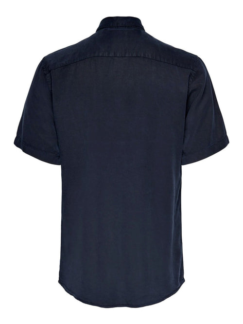 Short-sleeved tencel shirt - Navy - TeeShoppen Group™ - Formal Shirts & Blouses - Only & Sons