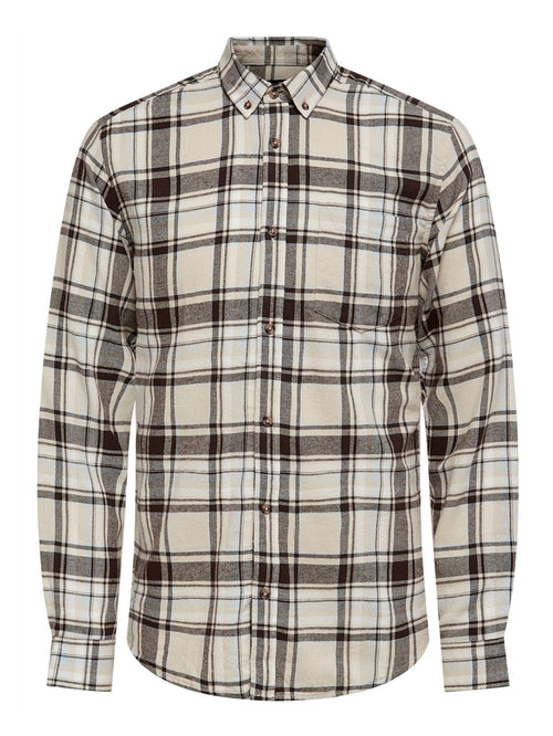 Simon Flannel Shirt - Pelican - TeeShoppen Group™ - Formal Shirts & Blouses - Only & Sons