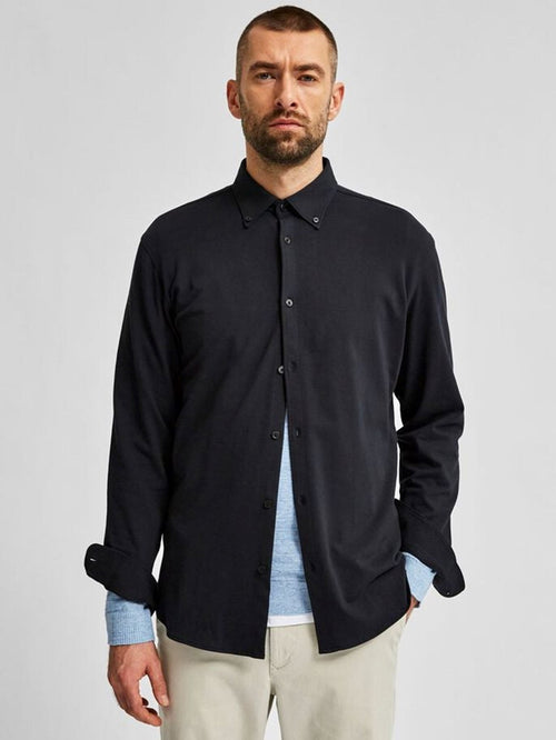 Slim fit shirt in organic cotton - Black - TeeShoppen Group™ - Formal Shirts & Blouses - Selected Homme