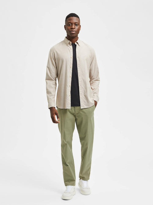 Slim Flannel Shirt - Ermine Melange - TeeShoppen Group™ - Formal Shirts & Blouses - Selected Homme