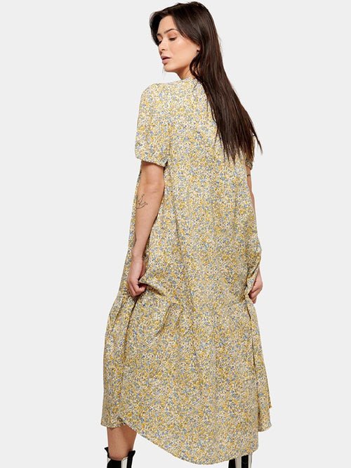 Sofie Long Dress - Blue & Yellow Floral - TeeShoppen Group™ - Dress - Amis de Copenhague